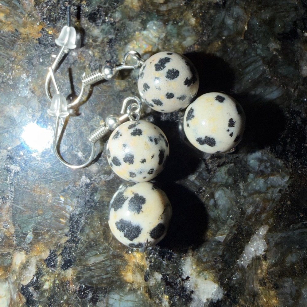 Dalmatian Jasper Dangle Earrings
